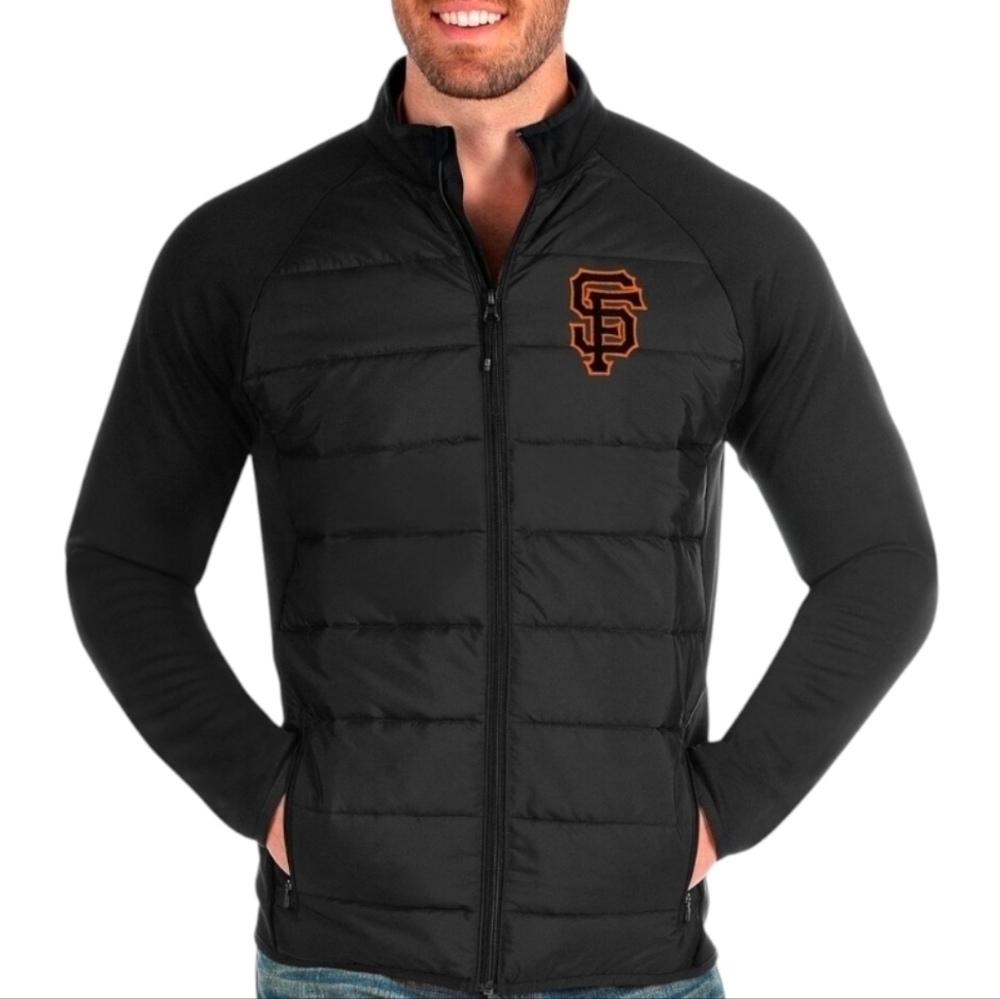 Antigua Black San Fransico Giants Textured Puff Jacket